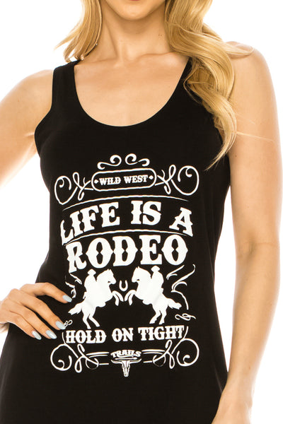 LIFE IS A RODEO TANK TOP - Trailsclothing.com