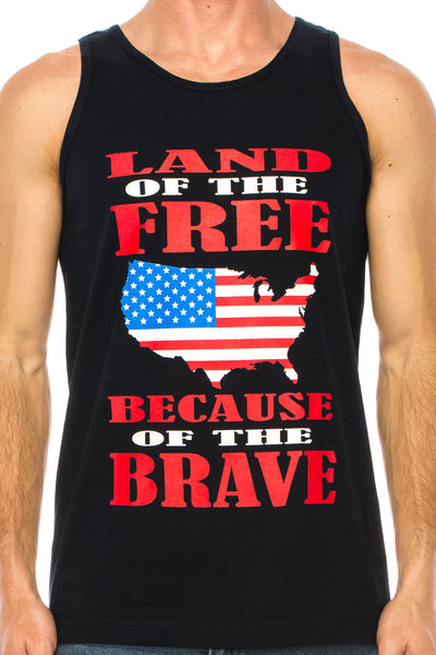 LAND OF THE FREE BECAUSE OF THE BRAVE MEN'S TANK - Trailsclothing.com