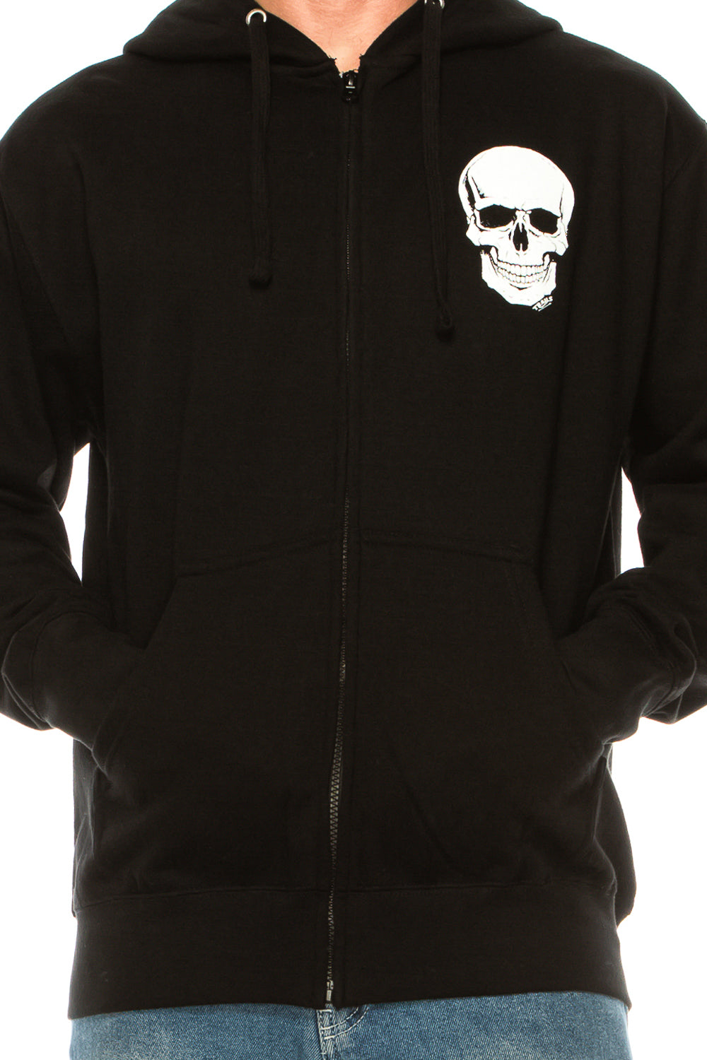 Overhead zip up skull hoodie selling