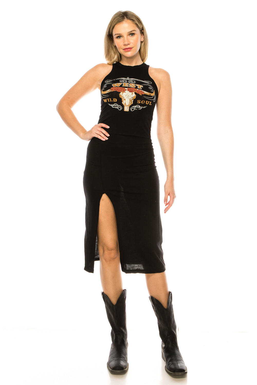 WILD WEST BULL HORNS TANK TOP BLACK - Trailsclothing.com