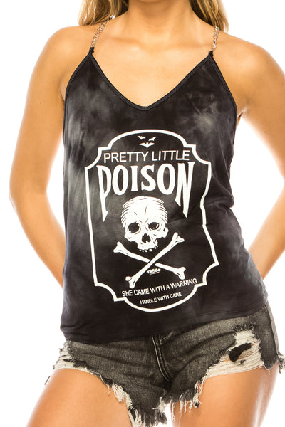 PRETTY LITTLE POISON TIE DYE CHAIN TANK TOP BLACK - Trailsclothing.com