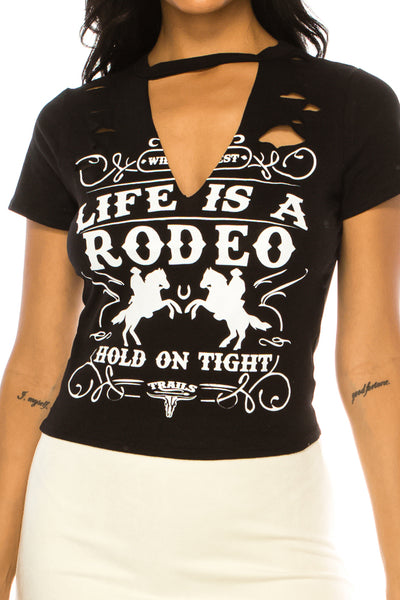 LIFE IS A RODEO SLASHED TEE - Trailsclothing.com