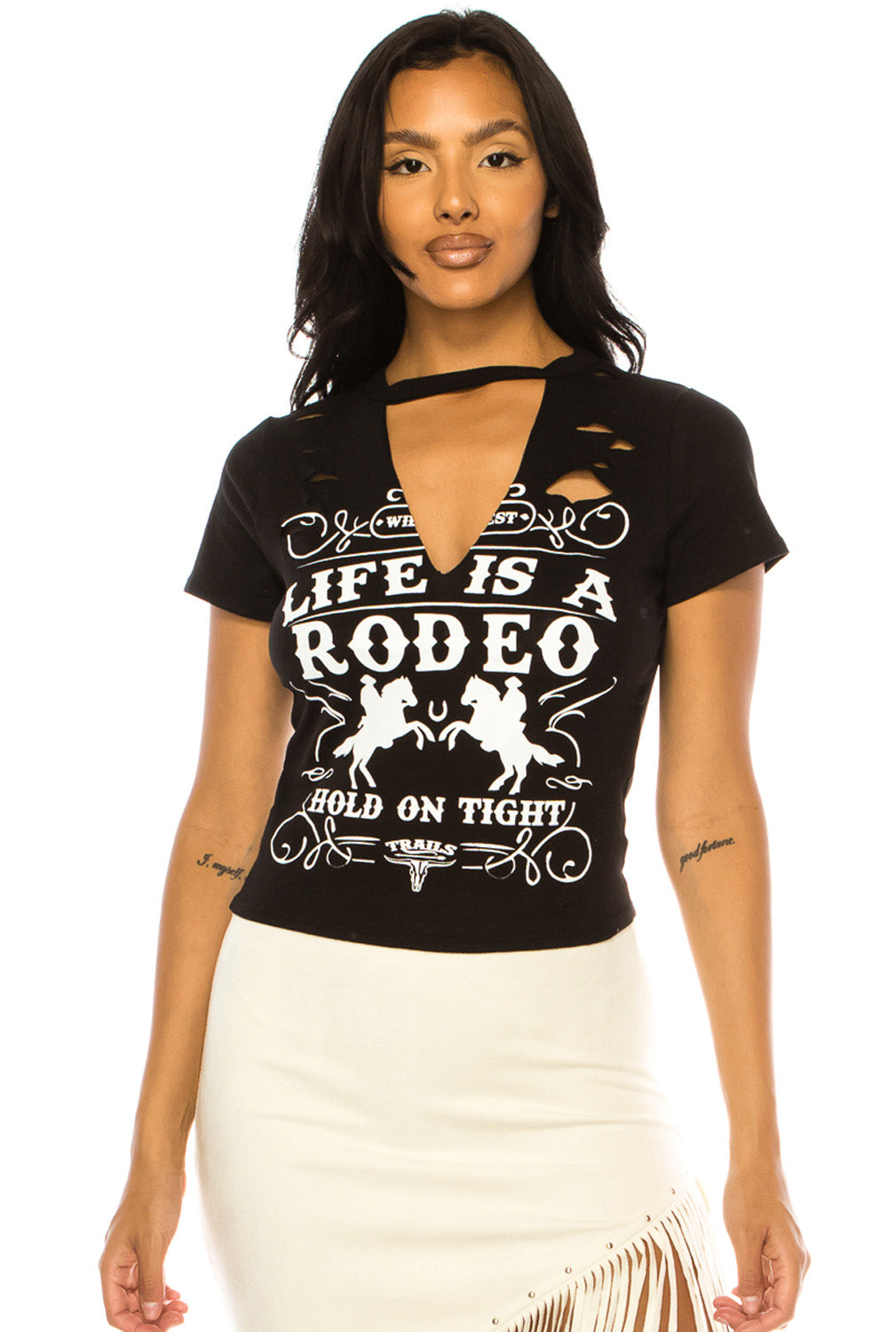 LIFE IS A RODEO SLASHED TEE - Trailsclothing.com