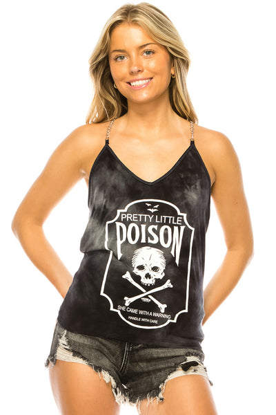 PRETTY LITTLE POISON TIE DYE CHAIN TANK TOP BLACK - Trailsclothing.com