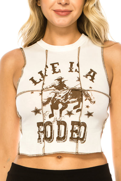 LIFE IS A RODEO STITCHED CROP TOP - Trailsclothing.com