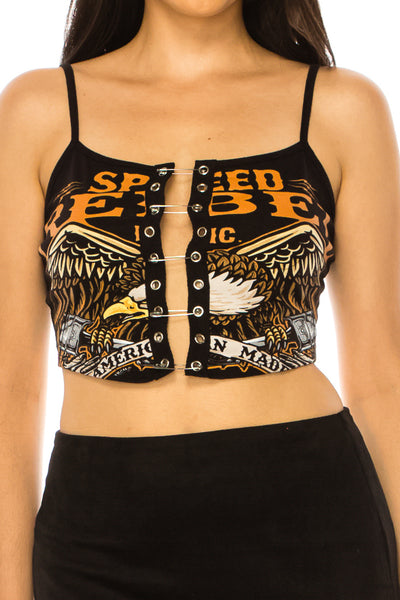 SPEED REBEL SAFETY PIN CROP TOP - Trailsclothing.com