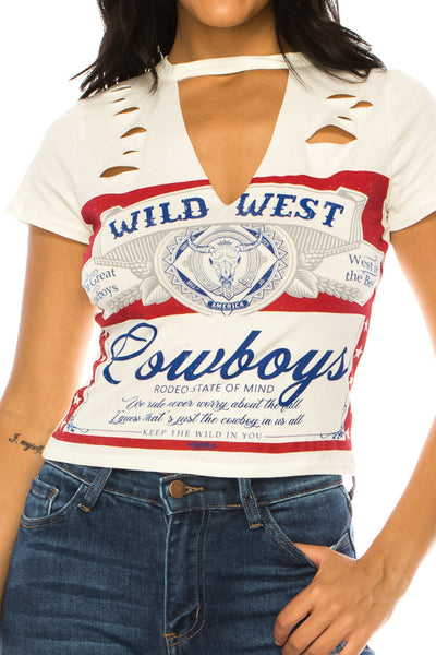 WILD WEST COWBOYS SLASHED TEE - Trailsclothing.com