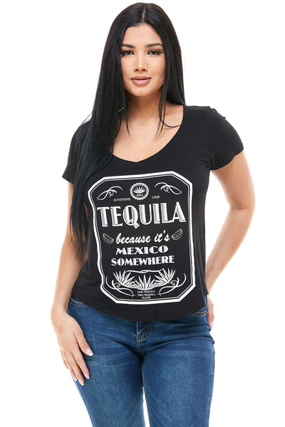TEQUILA BECAUSE IT'S MEXICO SOMEWHERE V NECK SHORT SLEEVE + free item - Trailsclothing.com