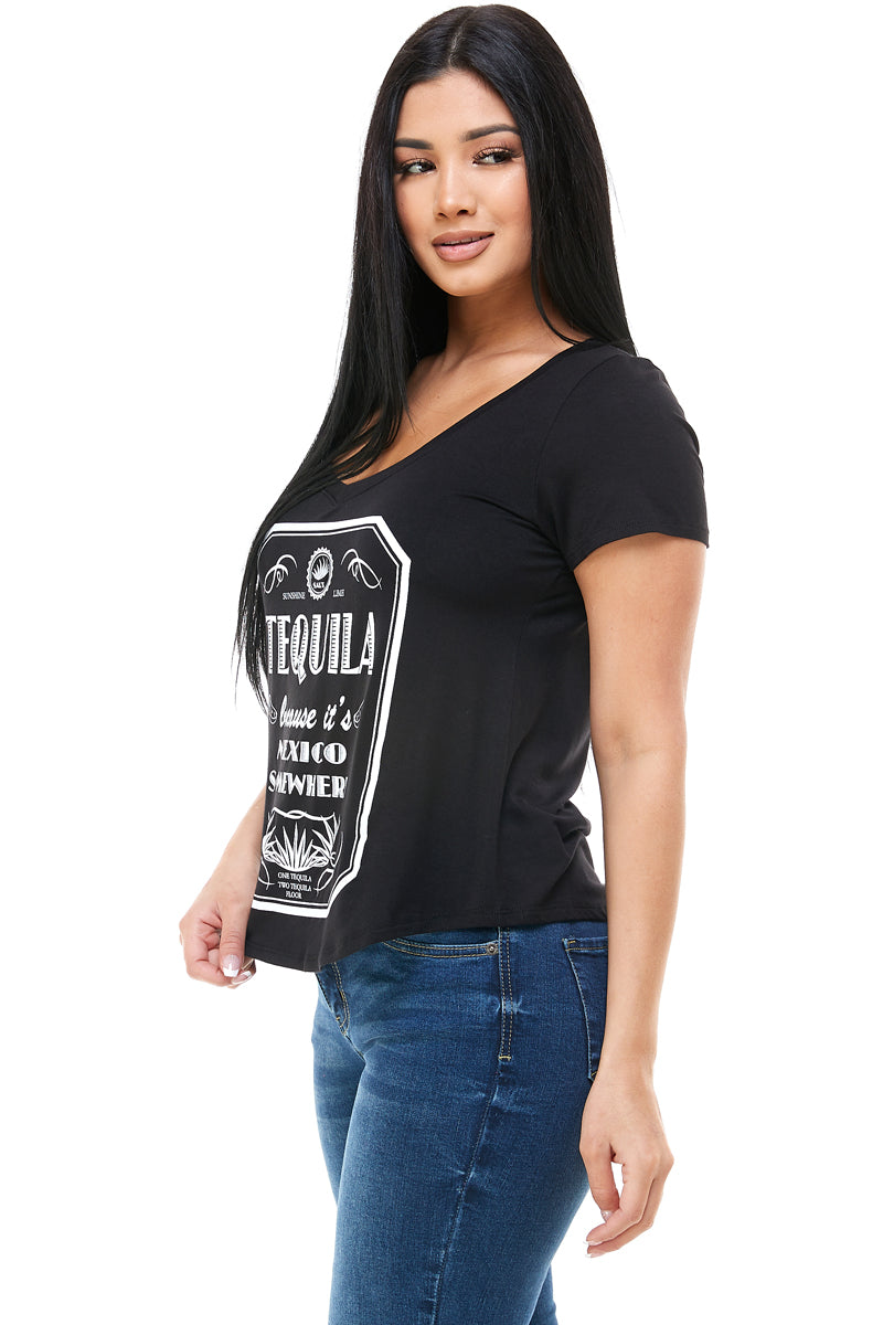 TEQUILA BECAUSE IT'S MEXICO SOMEWHERE V NECK SHORT SLEEVE + free item - Trailsclothing.com