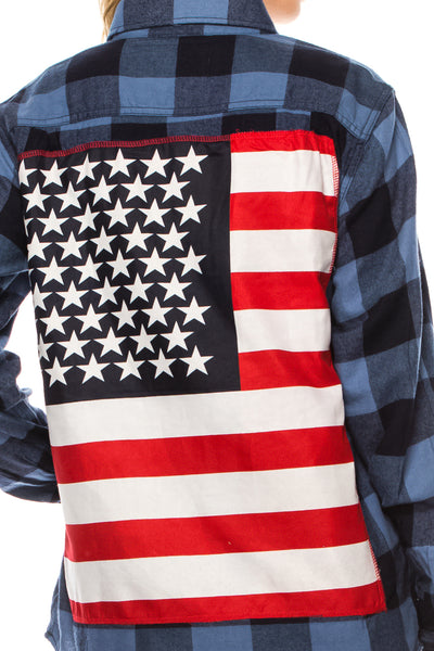 FLANNEL AMERICAN FLAG SHIRT MENS CUT - Trailsclothing.com