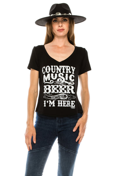 COUNTRY MUSIC AND BEER V NECK