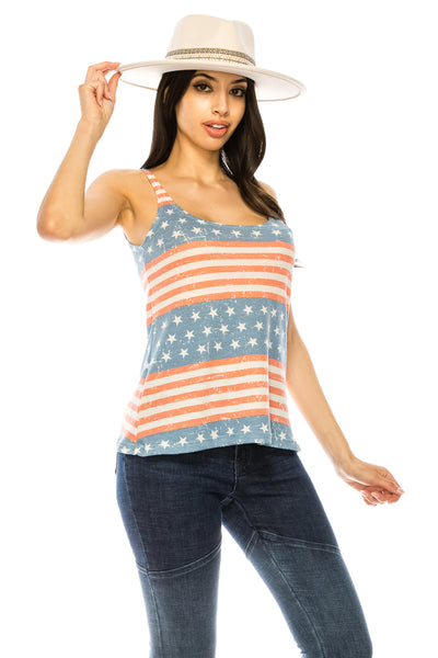 STAR AND STRIPES WAFFLE TANK