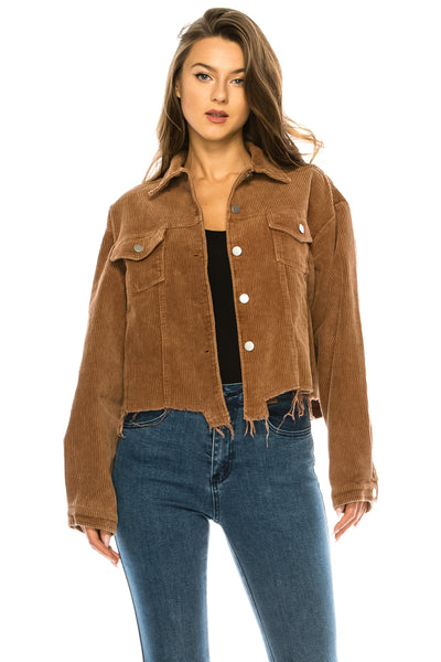 CROPPED CORDUROY JACKET WITH AZTEC PATCH - Trailsclothing.com