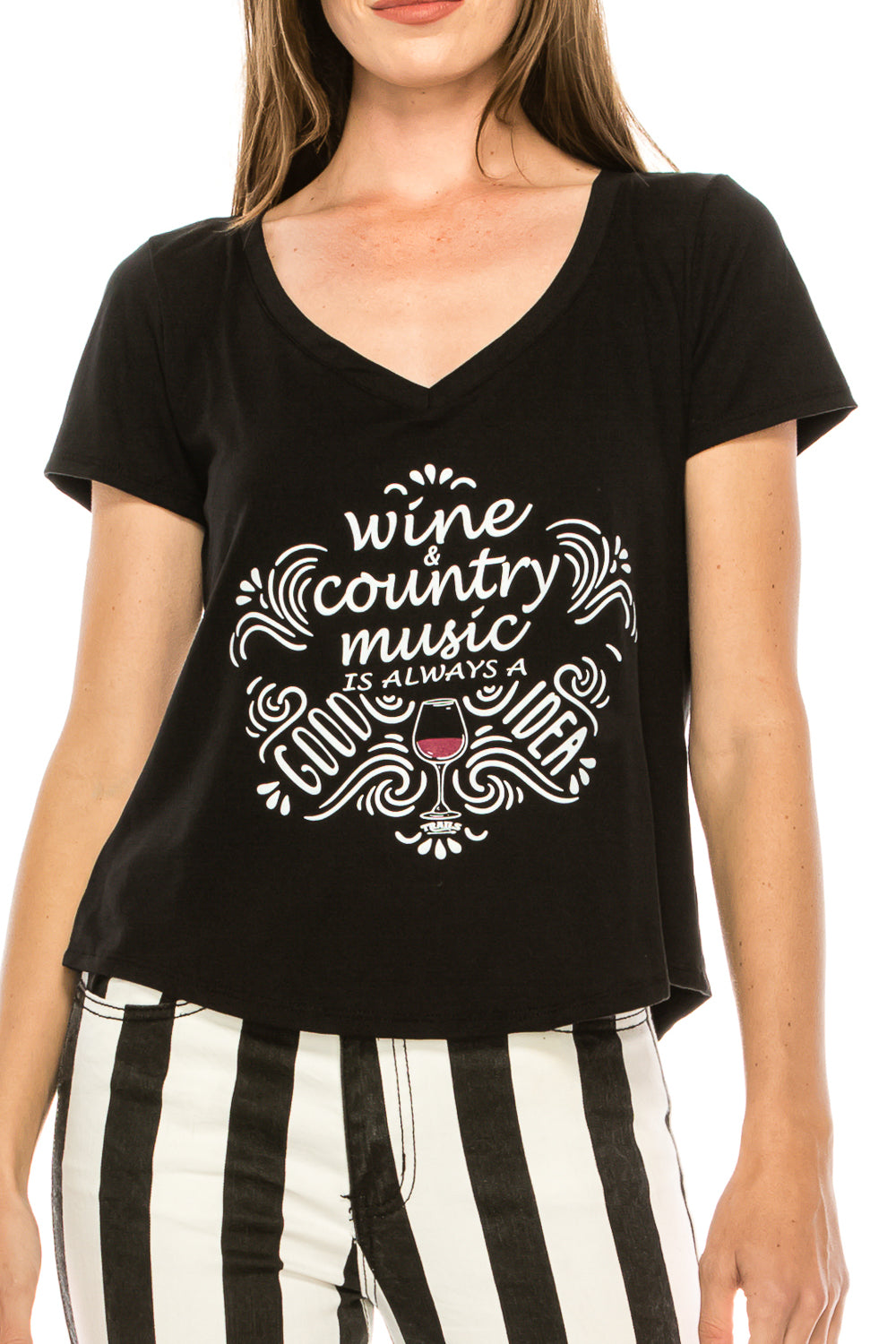 WINE AND COUNTRY MUSIC SHORT SLEEVE V NECK - Trailsclothing.com
