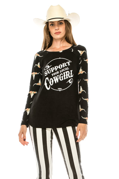SUPPORT YOUR LOCAL COWGIRL RAGLAN