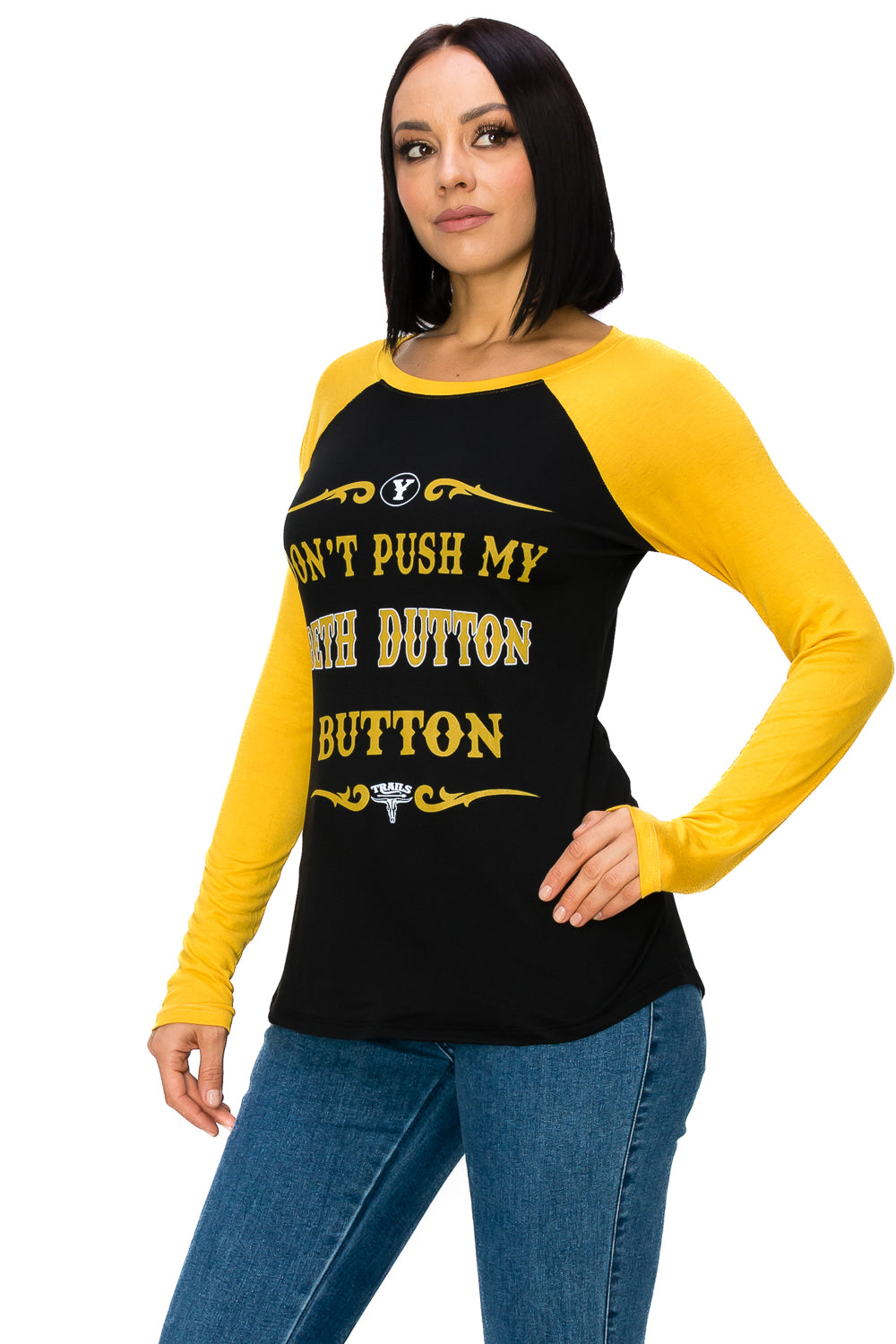 DON'T PUSH MY BETH DUTTON BUTTON LONG SLEEVE - Trailsclothing.com