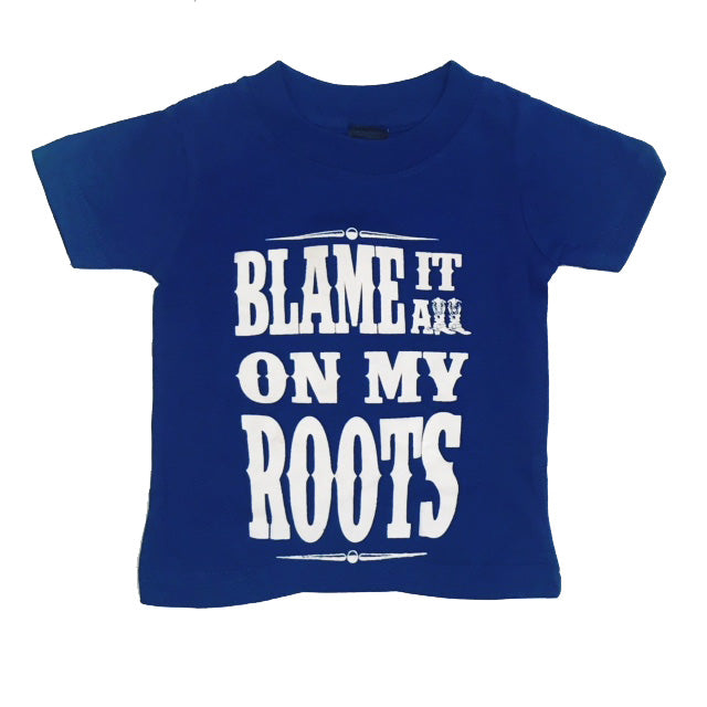 BLAME IT ON MY ROOTS BABY AND YOUTH TEE BLUE - Trailsclothing.com
