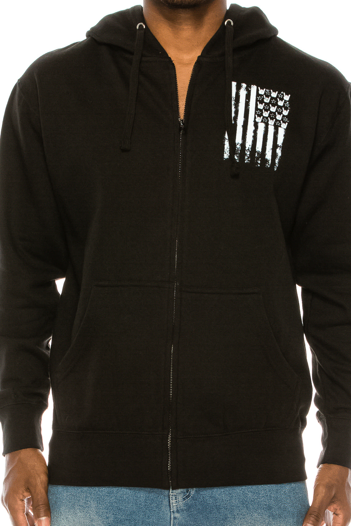FLAG HANDS AND STRIPES HOODIE ZIP UP - Trailsclothing.com