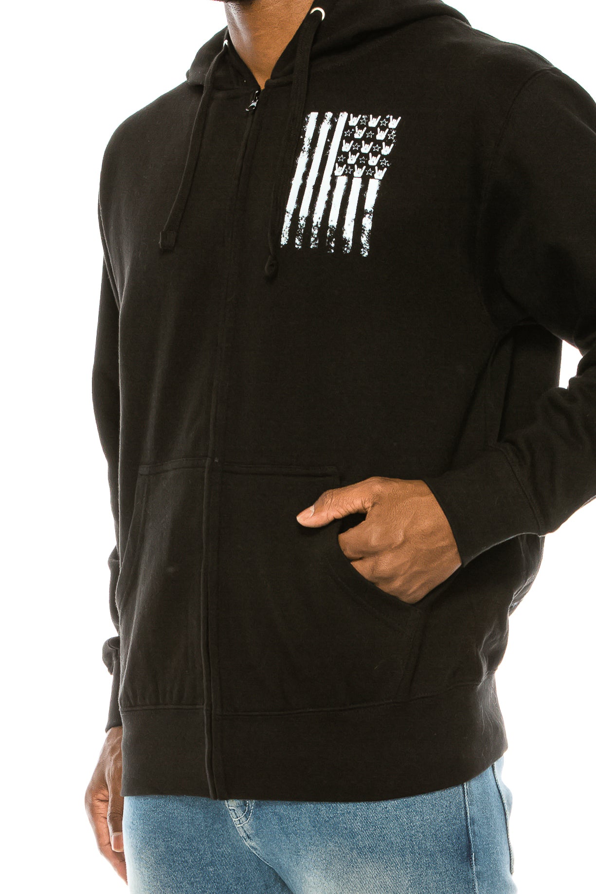 FLAG HANDS AND STRIPES HOODIE ZIP UP - Trailsclothing.com