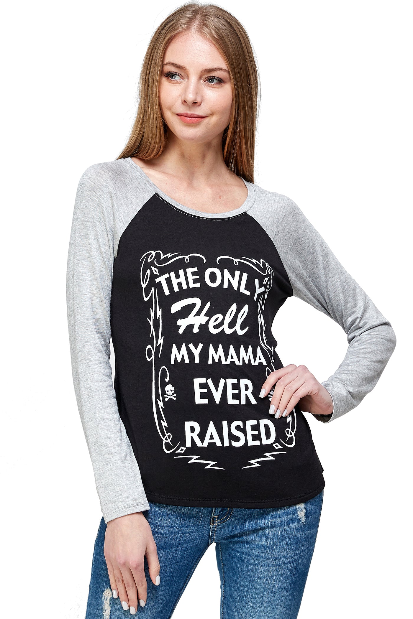 THE ONLY HELL MY MAMA EVER RAISED LONG SLEEVE RAGLAN SHIRT - Trailsclothing.com