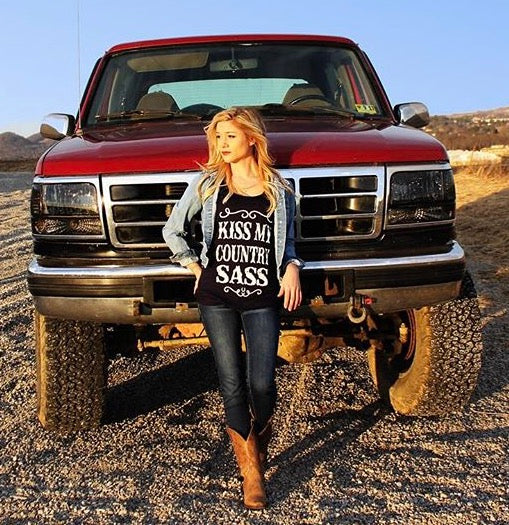 KISS MY COUNTRY SASS NAVY TANK TOP - Trailsclothing.com