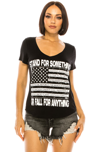 STAND FOR SOMETHING V NECK TOP