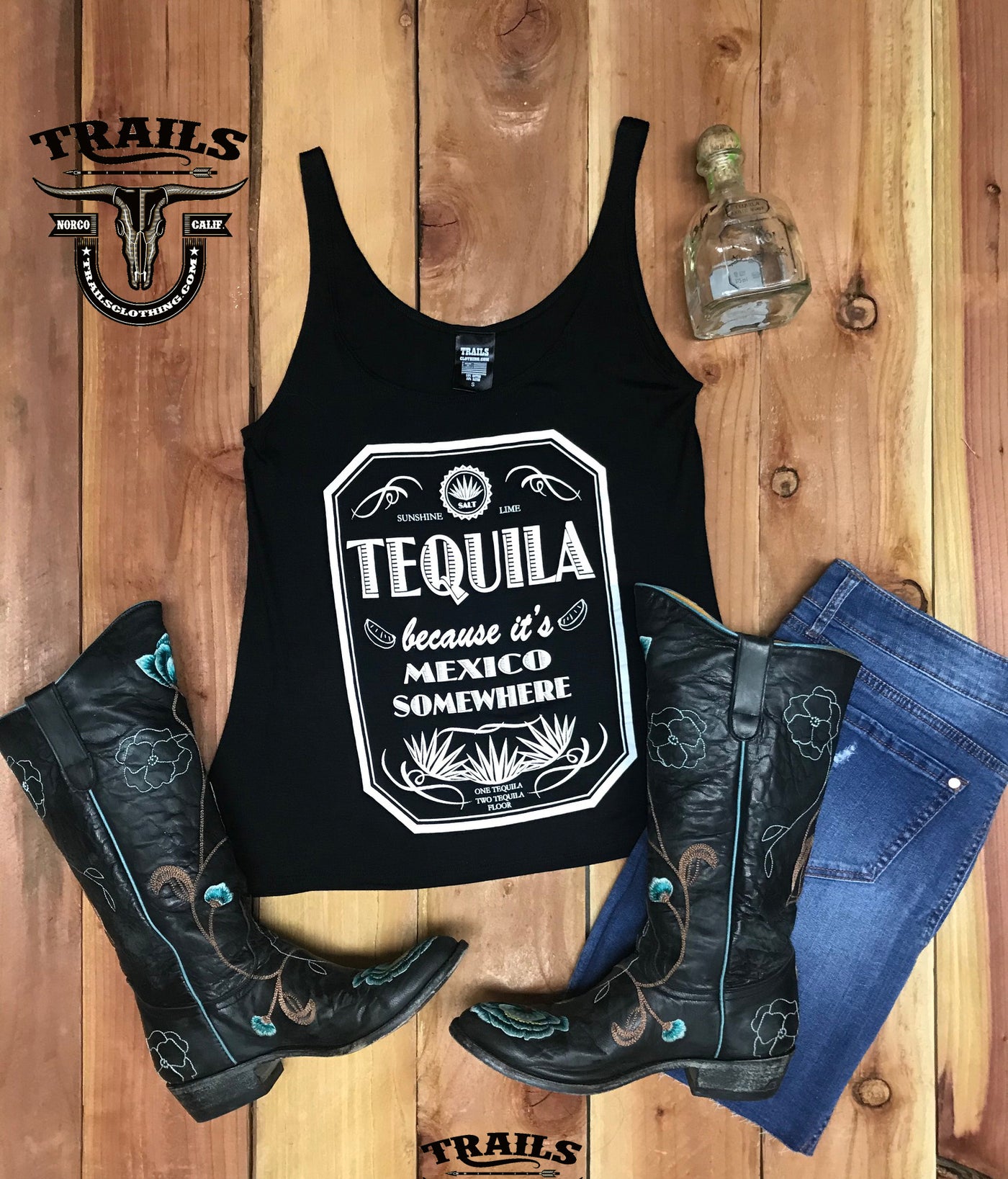 TEQUILA BECAUSE IT'S MEXICO SOMEWHERE TANK TOP - Trailsclothing.com