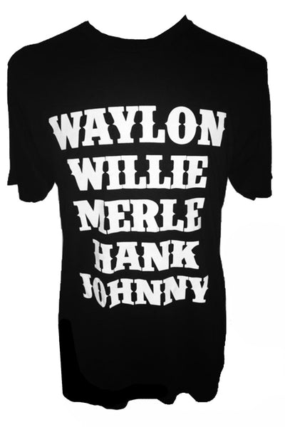 WAYLON WILLIE MERLE HANK JOHNNY TEE + free item - Trailsclothing.com