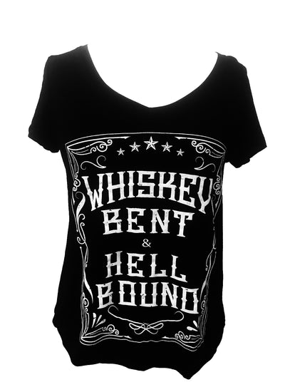 WHISKEY BENT AND HELL BOUND SHORT SLEEVE V NECK TOP + free item - Trailsclothing.com