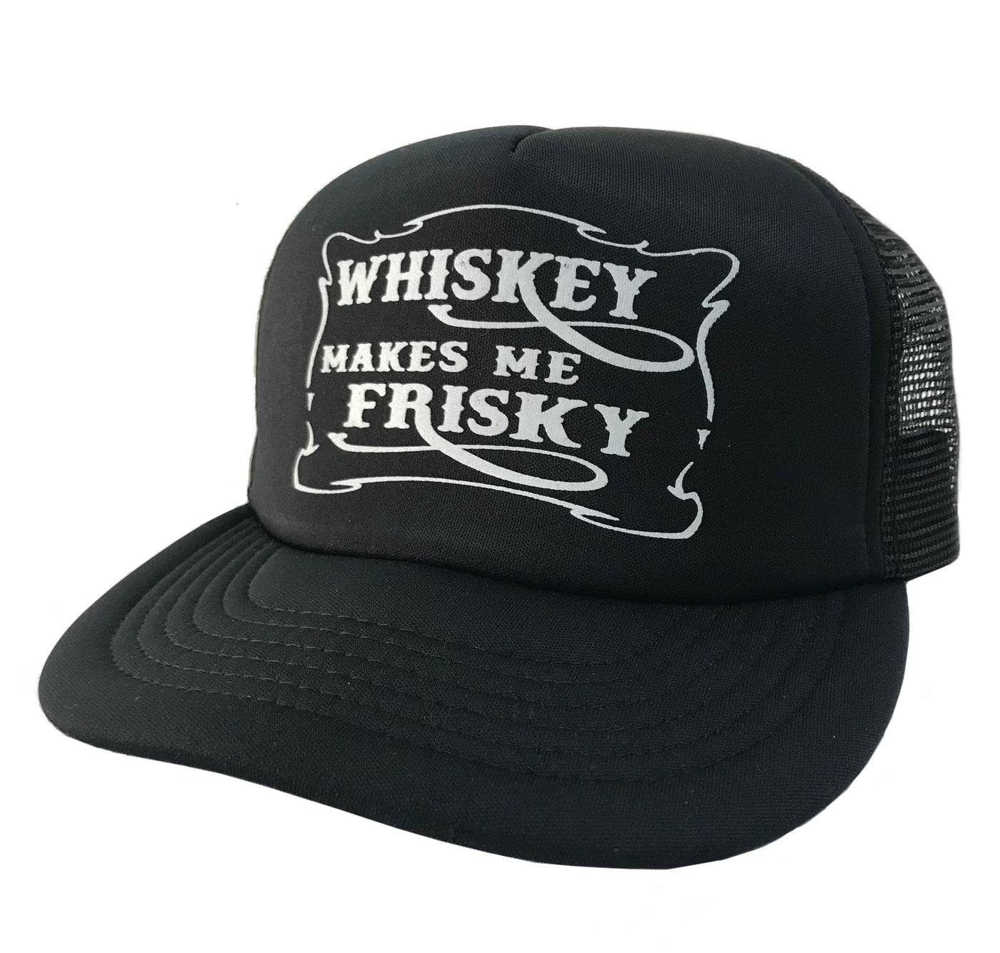 WHISKEY MAKES ME FRISKY TRUCKER HAT - Trailsclothing.com