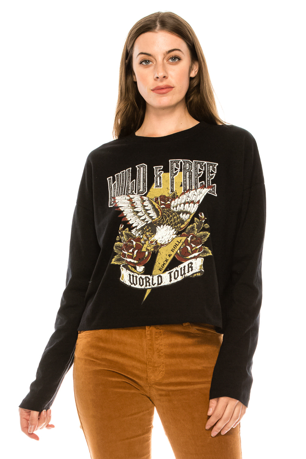 WILD AND FREE LONG SLEEVE CROP TOP